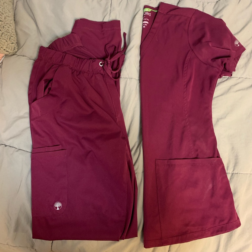 Healing hands maroon scrubs